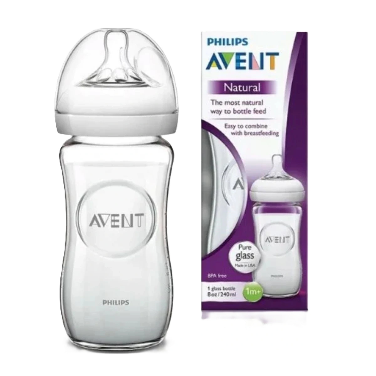 زجاجة فيليبس أفينت الطبيعية الزجاجية (scf053/17) 240 مل