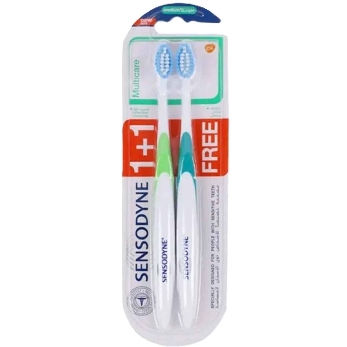سنسودين فرشة اسنان عناية متعددة مقاس وسط 1+1