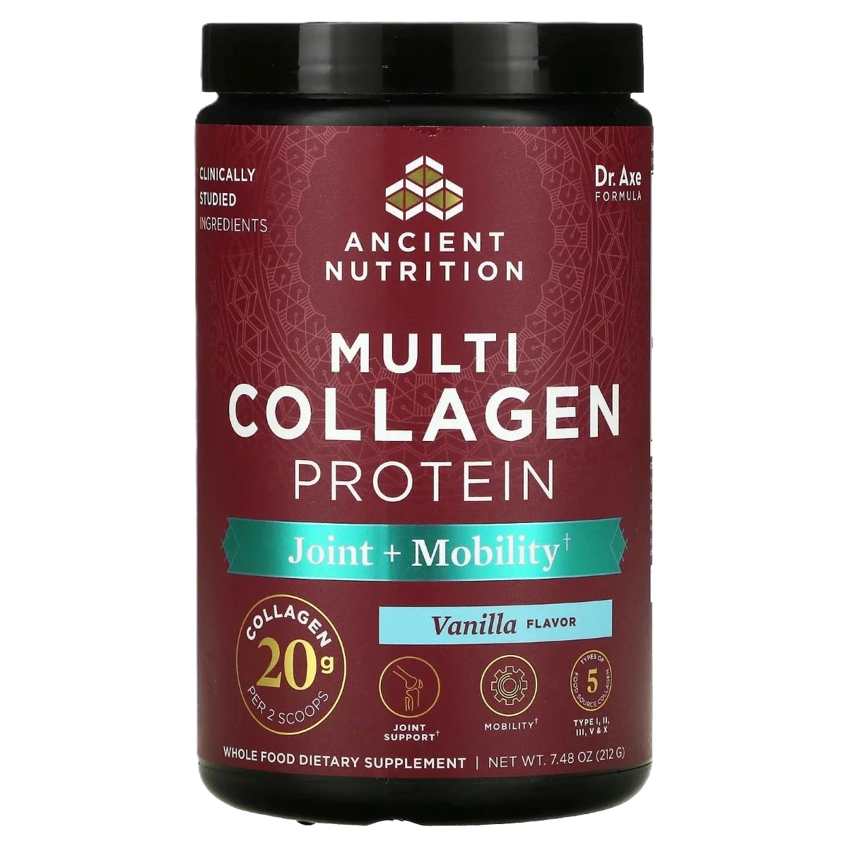 بروتين متعدد الكولاجين للمفاصل والحركة، بنكهة الفانيليا 212 غرام