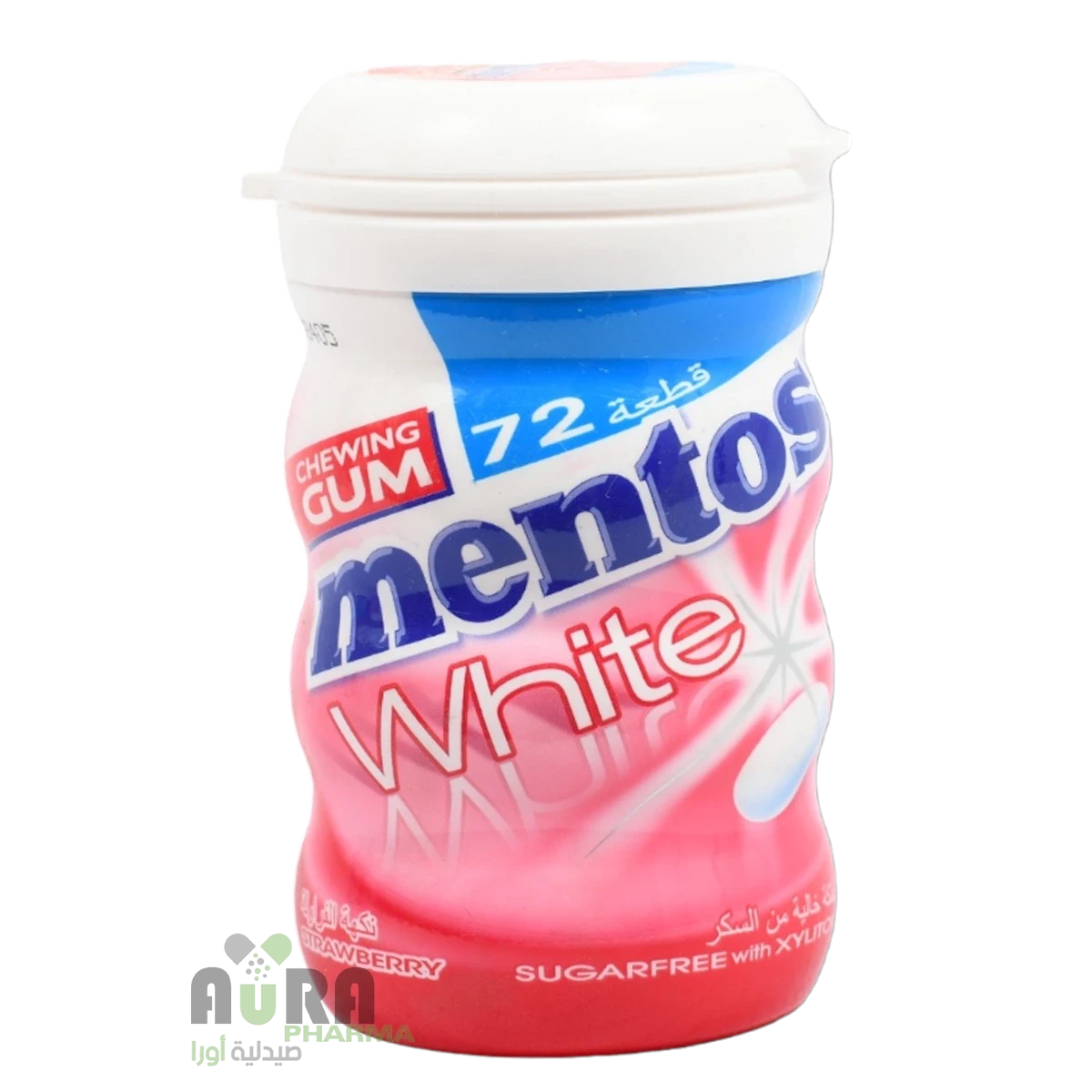 علكة منتوس البيضاء بنكهة الفراولة علبة 72 حبة