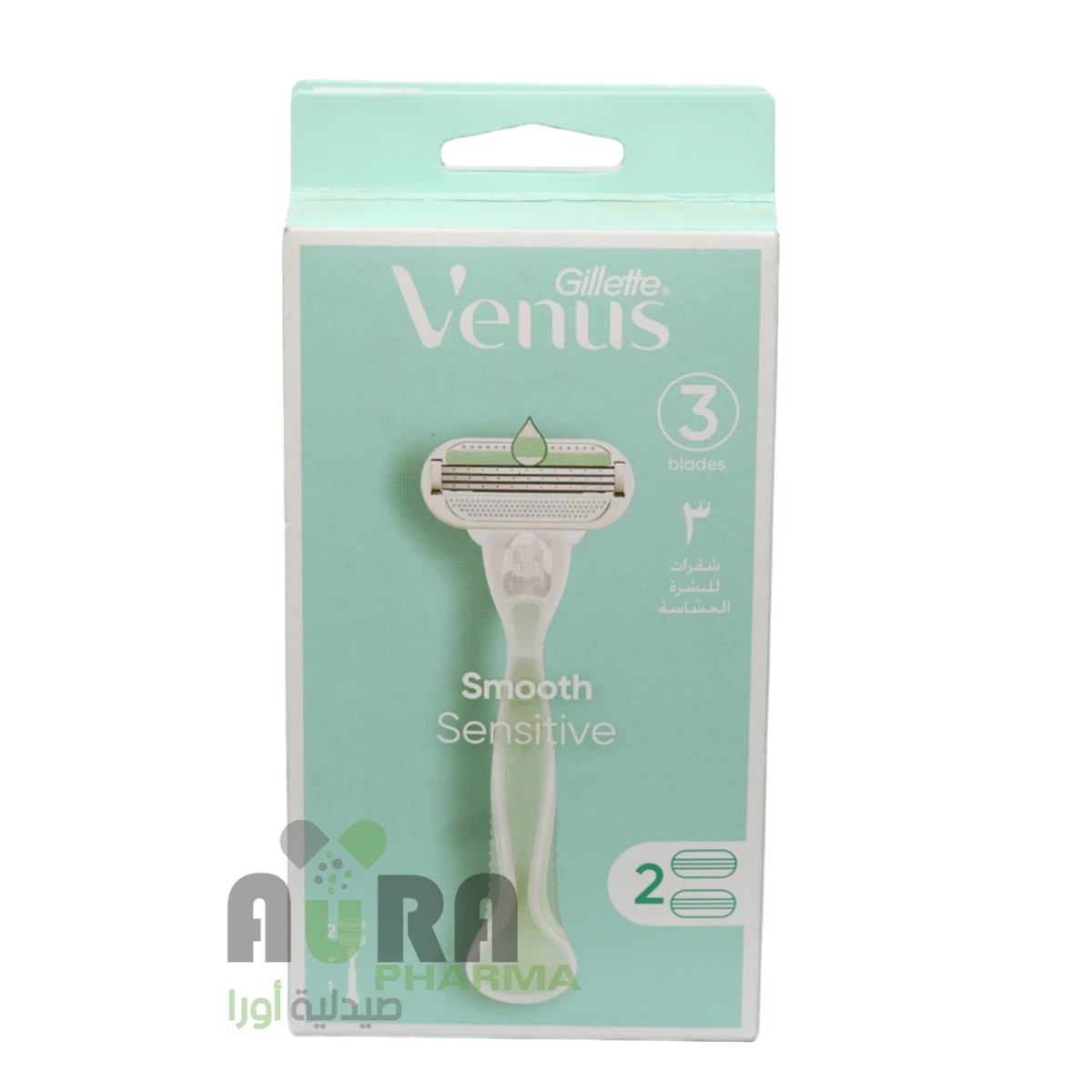 جيليت فينوس سموث ماكينة حلاقة للبشرة الحساسة للنساء مع شفرتين