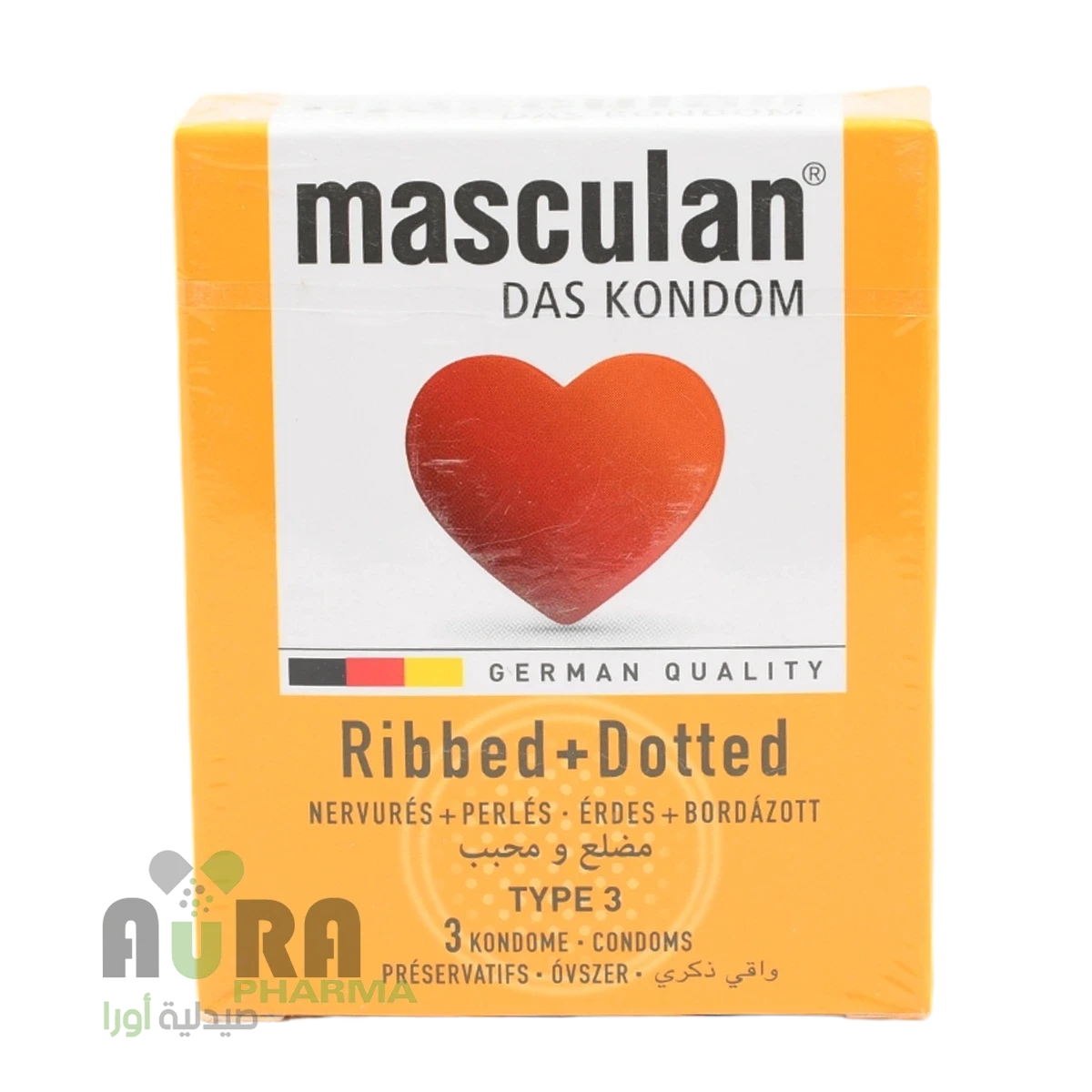 واقي ذكري مسكولان الماني مضلع ومحبب 3 حبات