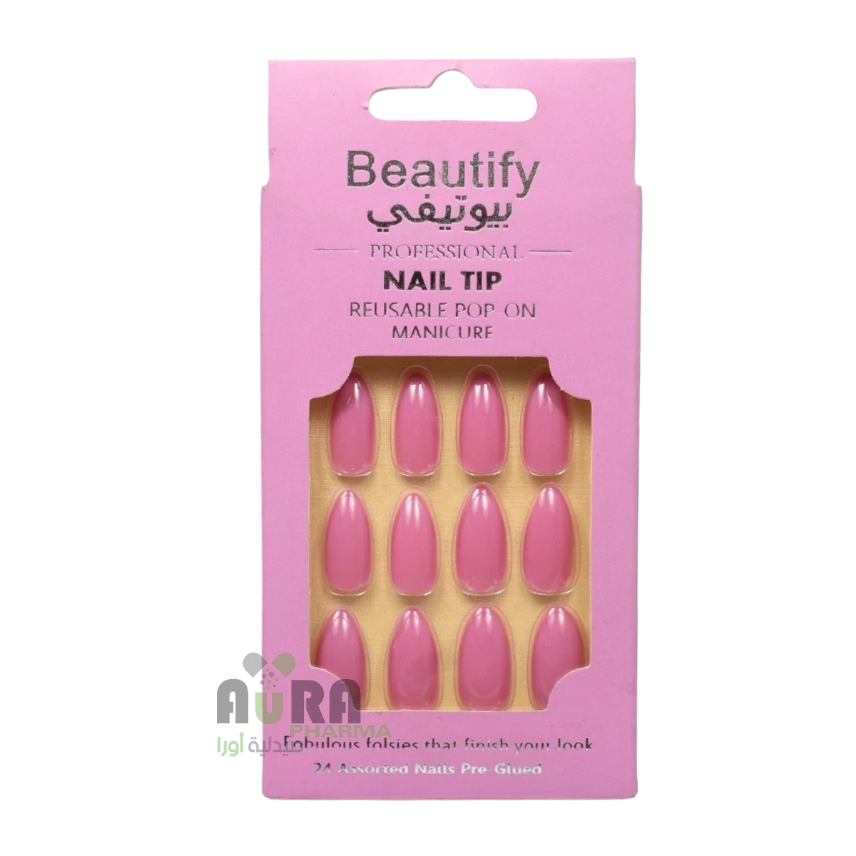 اظافر صناعية  بيوتيفي لون وردي موفي