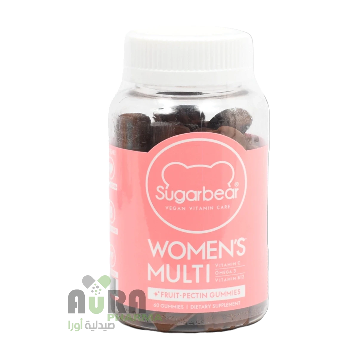 لبان نباتي من شوجر بير للنساء ملتي أوميجا 3 وفيتامين سي و بي-12، 60 قطعة، من شوجر بيرهير، حلوى جيلاتينية