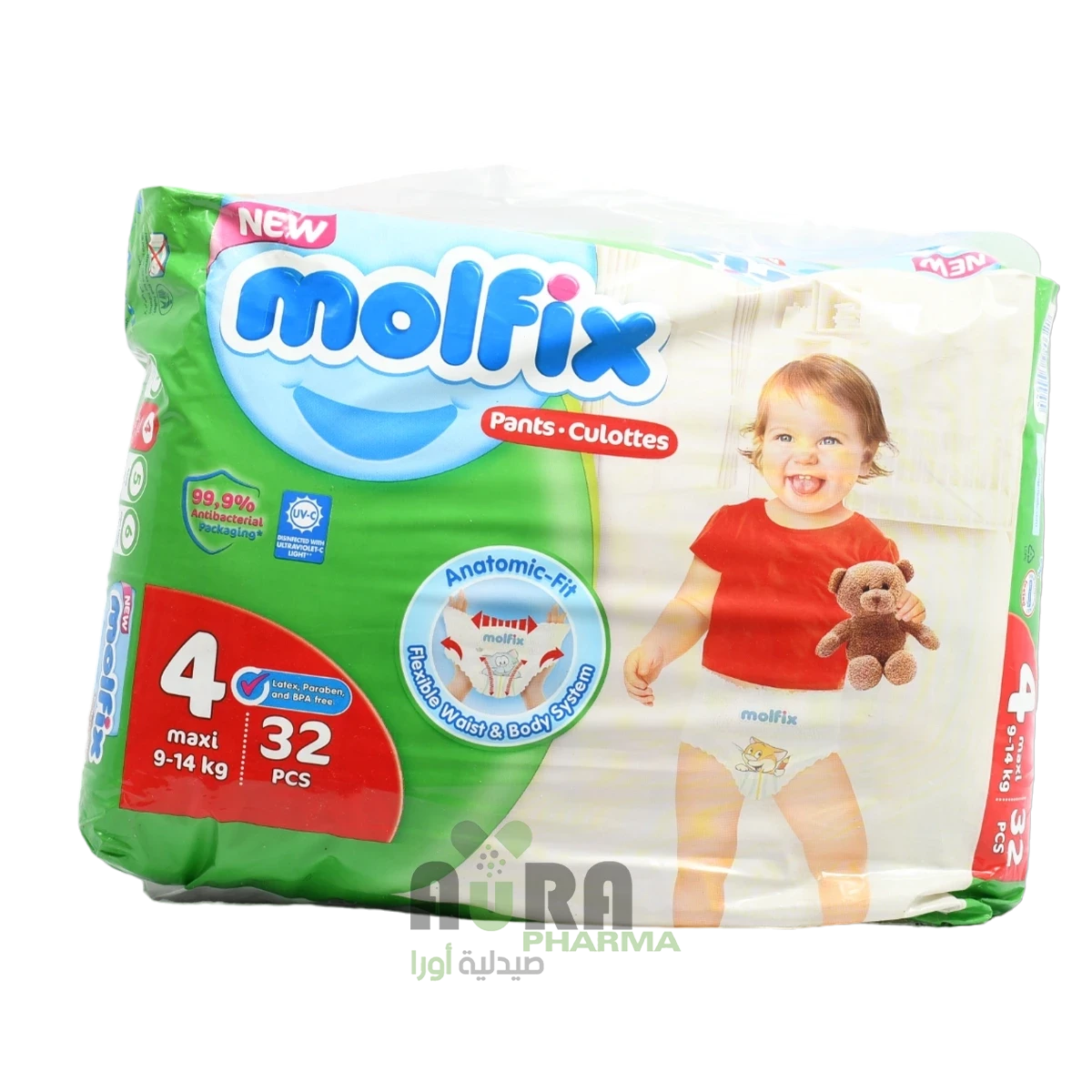 حفاضات مولفيكس كلوت قم 4 كبير جامبو، عبوة 32 حبة