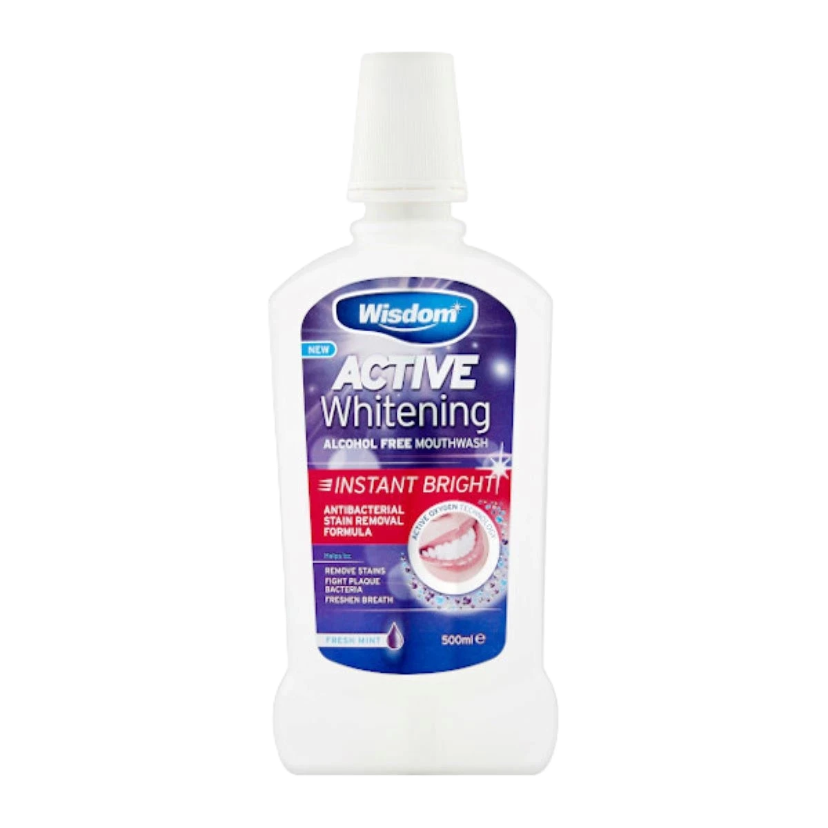 غسول الفم وزدم دايلي أكتيف لتبييض الأسنان بدون كحول 500 مل