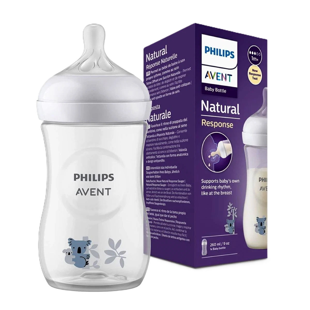 رضاعة فيليبس أفينت ناتشورال ريسبونس- سعة 260 مل،للأطفال بعمر شهر واحد فما فوق ثيم الكوالا