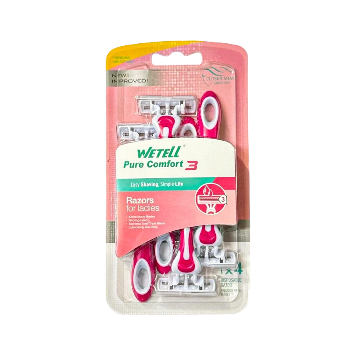 ويتيل طقم 4 قطع ماكينة حلاقة 3 شفرات نسائي