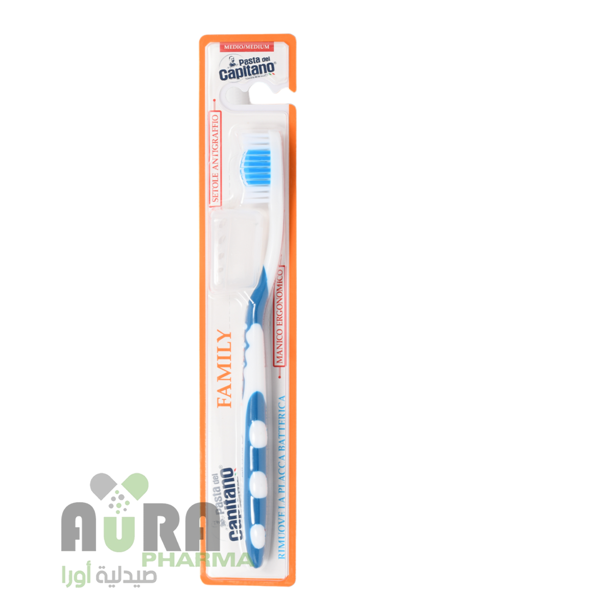 كابيتانو فرشاة اسنان متوسط مع الغطاء