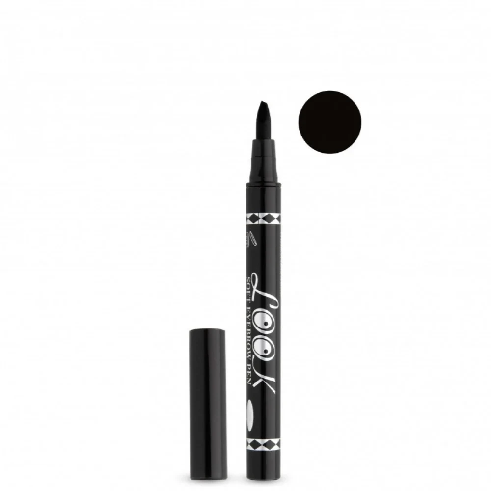 قلم سائل كحل للعين ورسم الحواجب رأس مدبب منحني اللون اسود رقم 450 من لوك